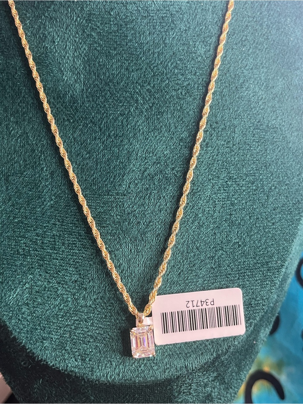 3 CT Emerald-Cut Moissanite Solitaire Pendant | Gold over S925